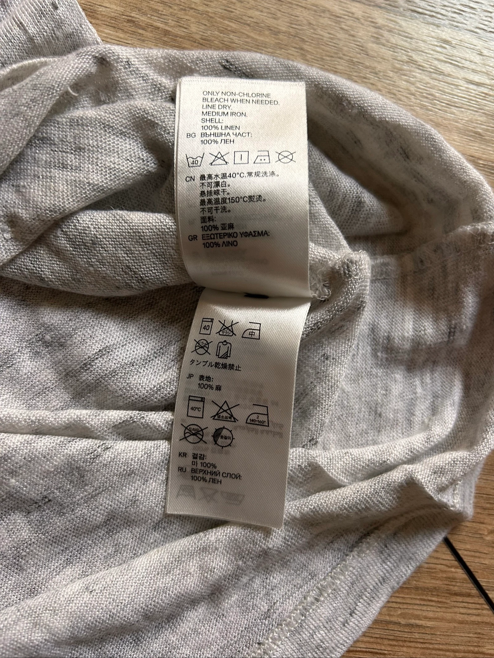 100% linen H&M T-shirt - Heather gray - Size XS – photo 6